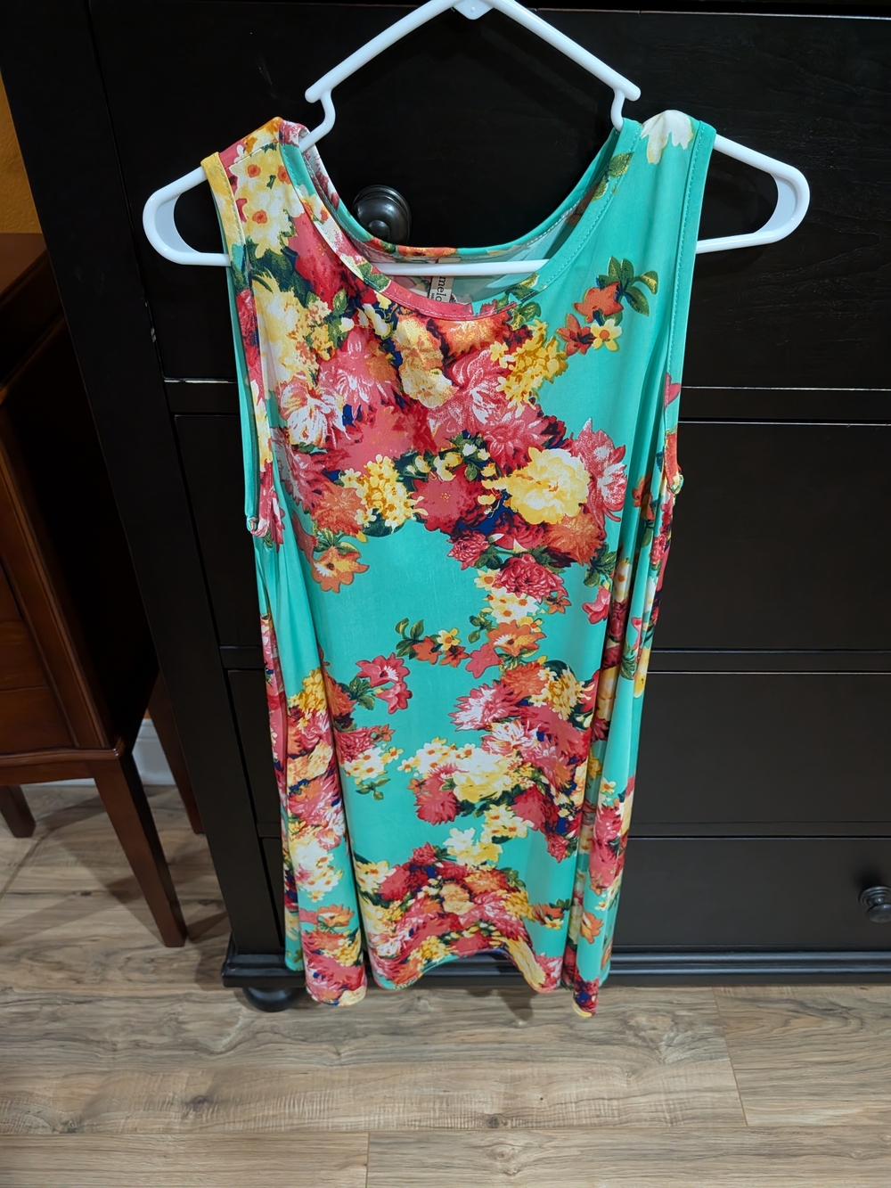 Pomelo Teal Floral Sleeveless Tank Top